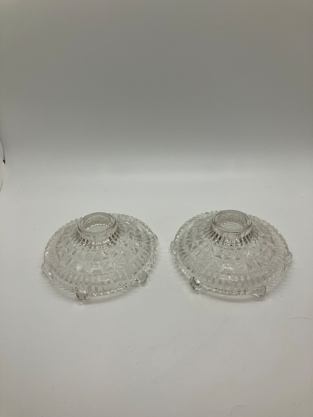 Vintage Anchor Hocking Pressed Glass Candle Stick Holders, Set of 2 | Etsy (US)