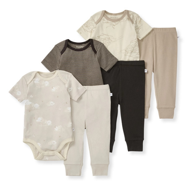 Hello Moon Organic Short Sleeve Bodysuit & Pant Set 3 Pack | Burts Bees Baby