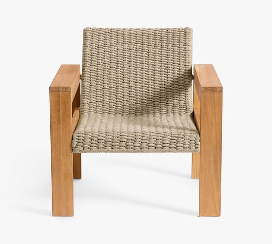 Malibu Teak & Rope Outdoor Lounge Chair | Pottery Barn (US)