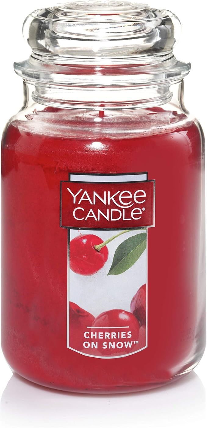 Yankee Candle Cherries On Snow Scented, Classic 22oz Large Jar Single Wick Candle, Over 110 Hours... | Amazon (US)