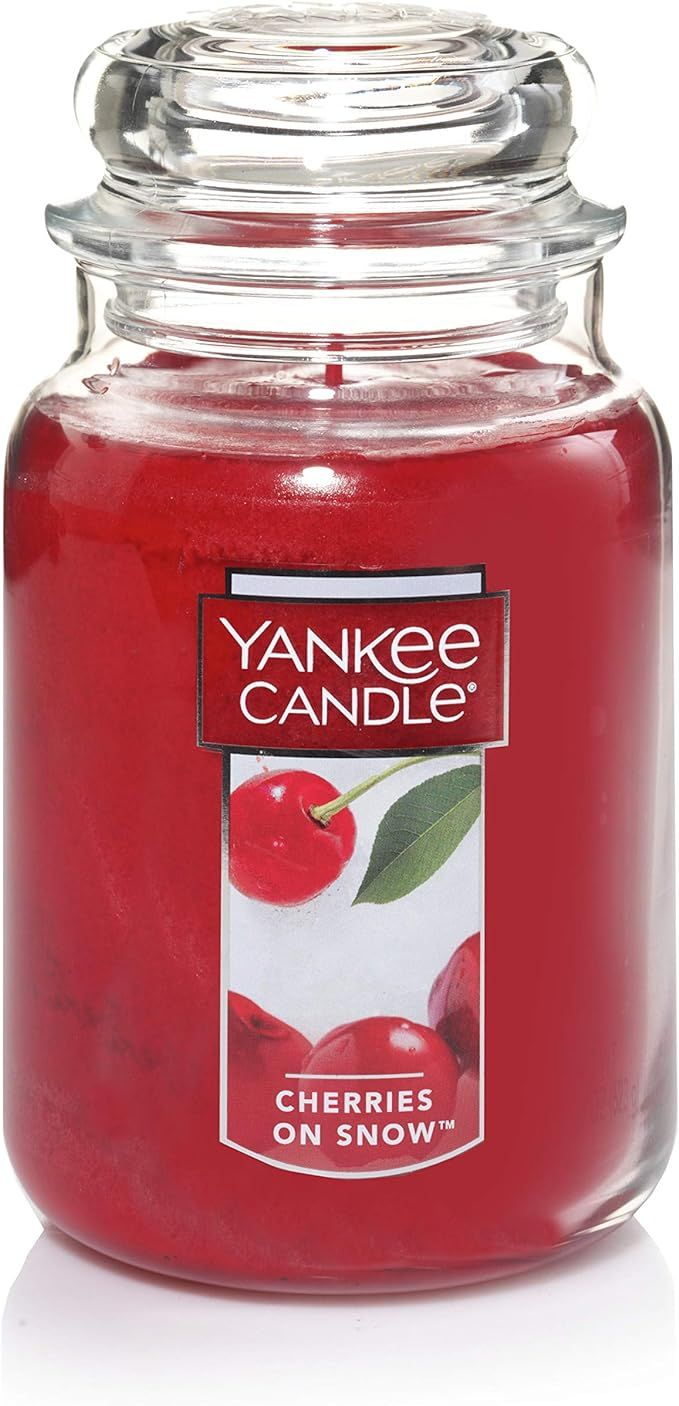 Yankee Candle Cherries On Snow Scented, Classic 22oz Large Jar Single Wick Candle, Over 110 Hours... | Amazon (US)