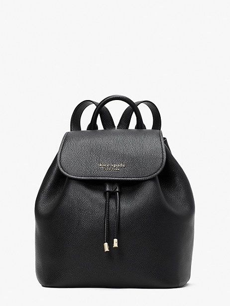 Kate Spade Sinch Pebbled Leather Medium Flap Backpack, Black | Kate Spade (US)