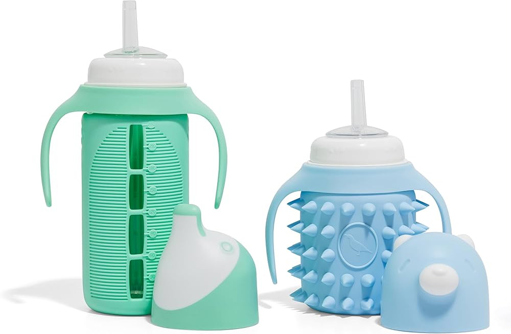 Sampler Set - Glass sippy cup for kids, One 8oz cup and One 5oz cup (Green&Spikey) | Amazon (US)