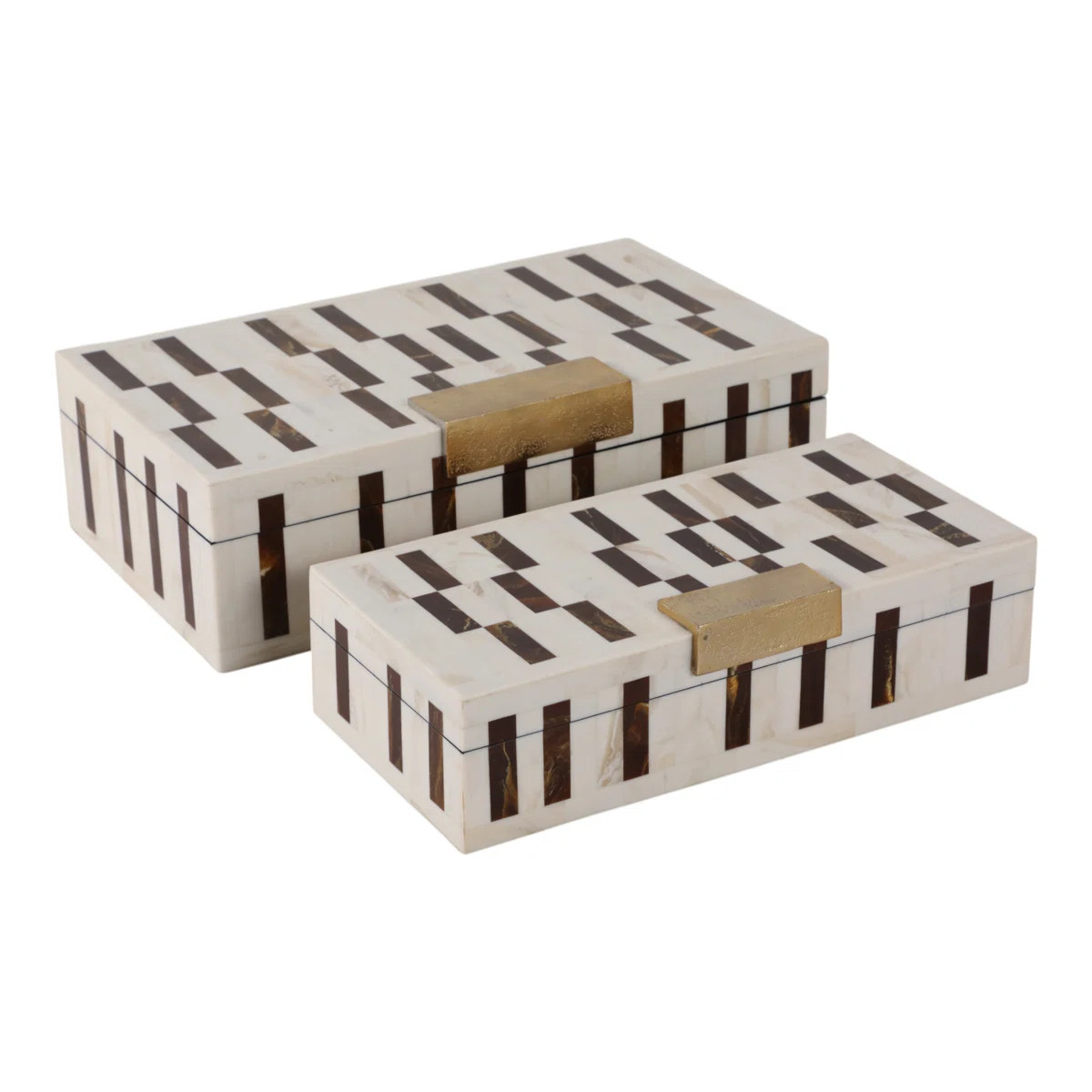 Decorative Boxes Set Resin/Wood/Fabric/Polyresin/Aluminum Modern Glam Pattern Approx. Finish Home... | Wayfair North America