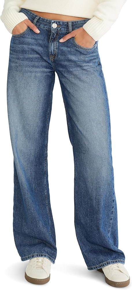 AEROPOSTALE Women's Low Rise Baggy Wide Leg Jean | Amazon (US)