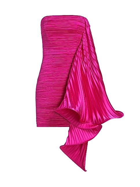 Amur Pleated Ruffle Satin Strapless Mini Dress | Saks Fifth Avenue