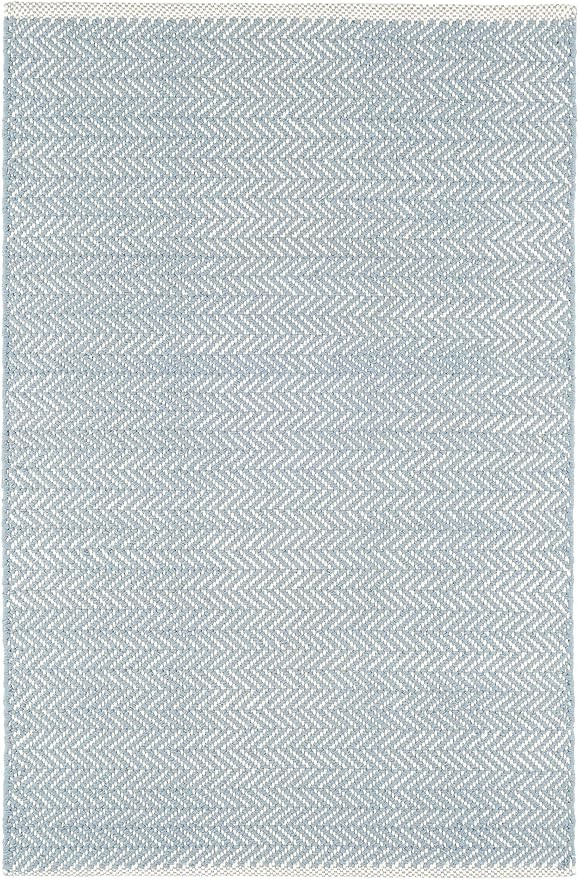 Dash and Albert Herringbone Accent Rug - 8' x 10' Swedish Blue - Herringbone Pattern Handwoven Co... | Amazon (US)