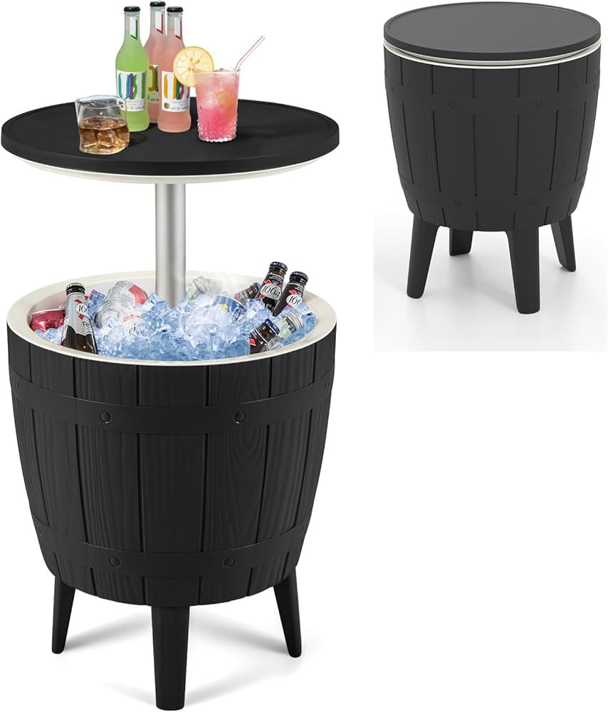 Giantex Cooler Side Table Outdoor, 10 Gallon Ice Cooler with Drainage Plug, Adjustable Height, 3-... | Amazon (US)