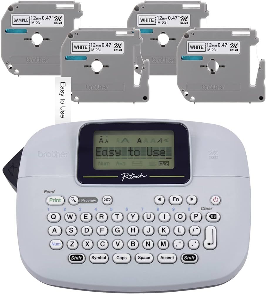 Brother PT-M95 P-Touch Monochrome Label Maker Bundle (4 Label Tapes Included),White | Amazon (US)