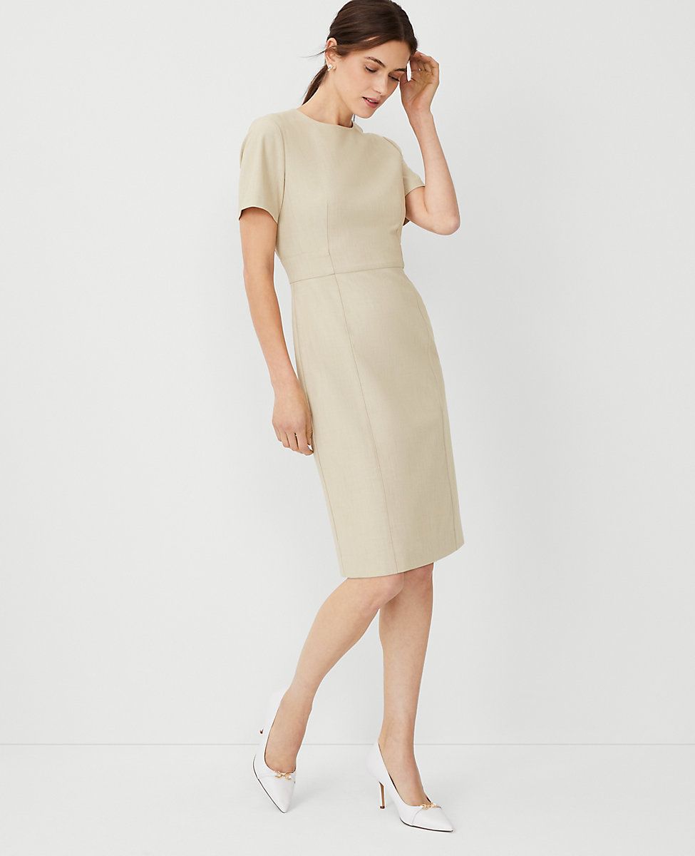 The Petite Short Sleeve Sheath Dress in Bi-Stretch | Ann Taylor (US)