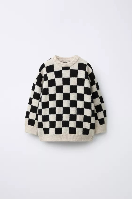 CHECKERBOARD KNIT JUMPER | Zara US