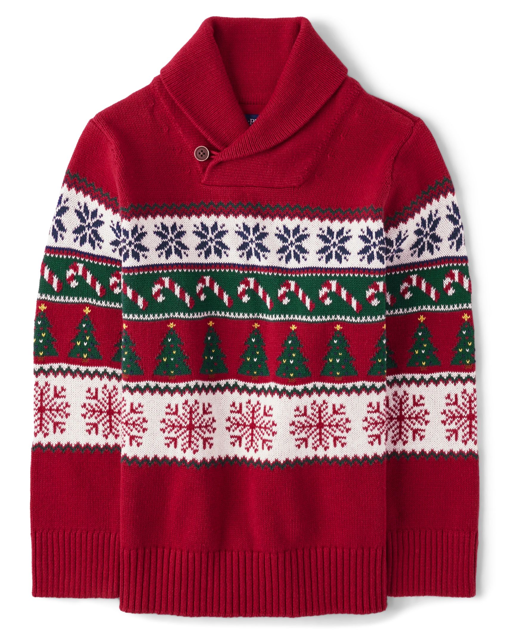 Boys Matching Family Long Sleeve Christmas Fairisle Shawl Sweater | The Children's Place  - CLASS... | The Children's Place