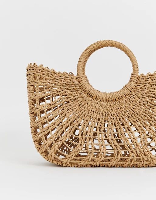 ASOS DESIGN straw open weave basket bag | ASOS (Global)