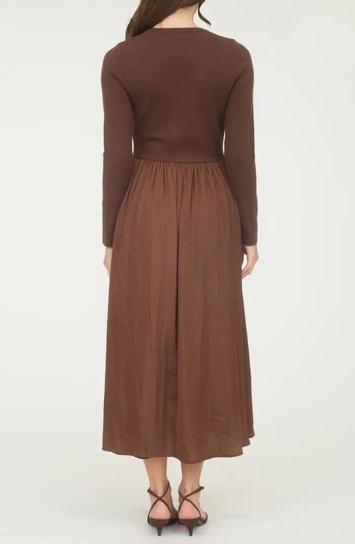 Mixed Media Long Sleeve Maxi Dress | Nordstrom Rack