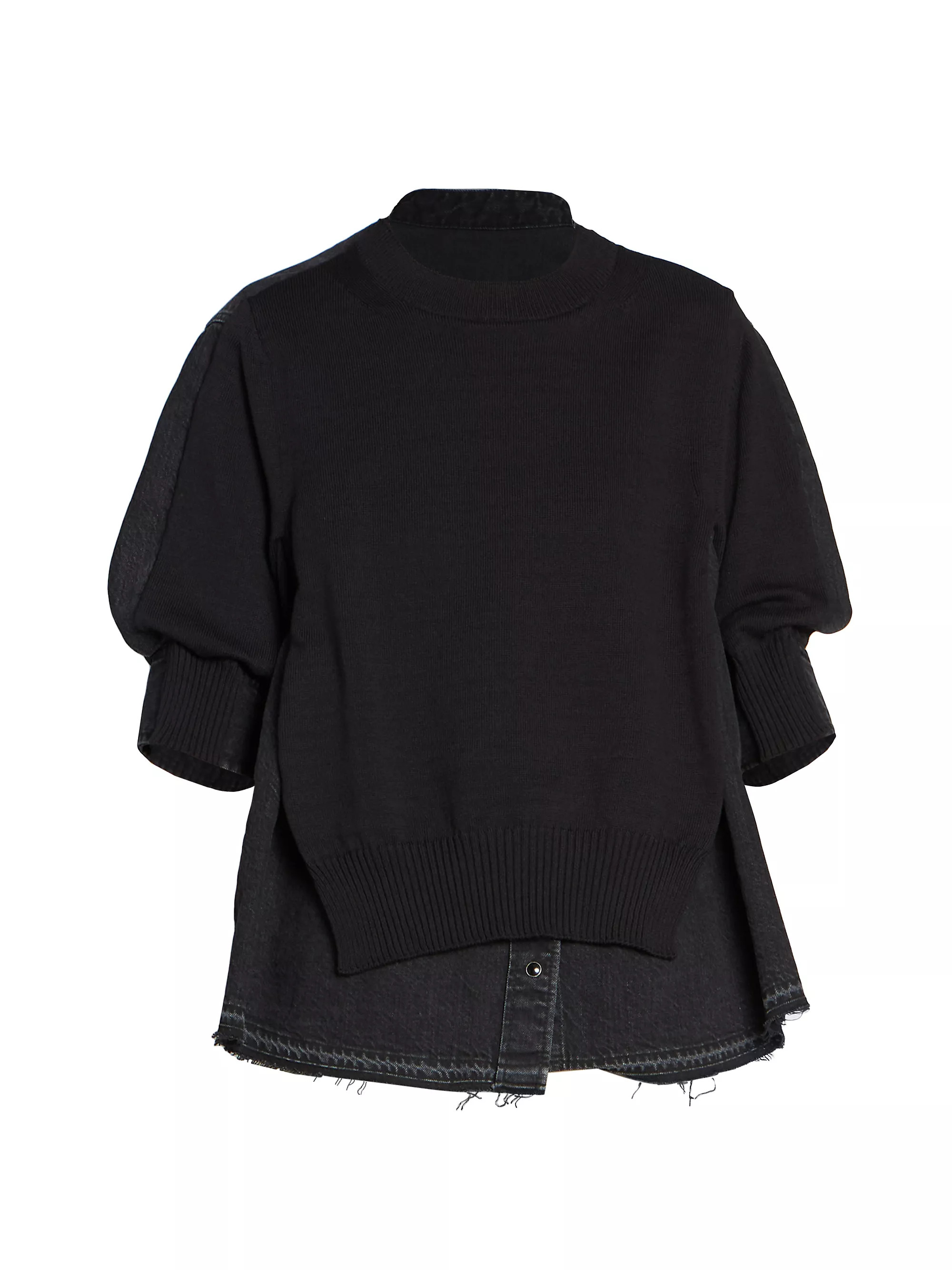 Denim Knit Mixed Media Top | Saks Fifth Avenue