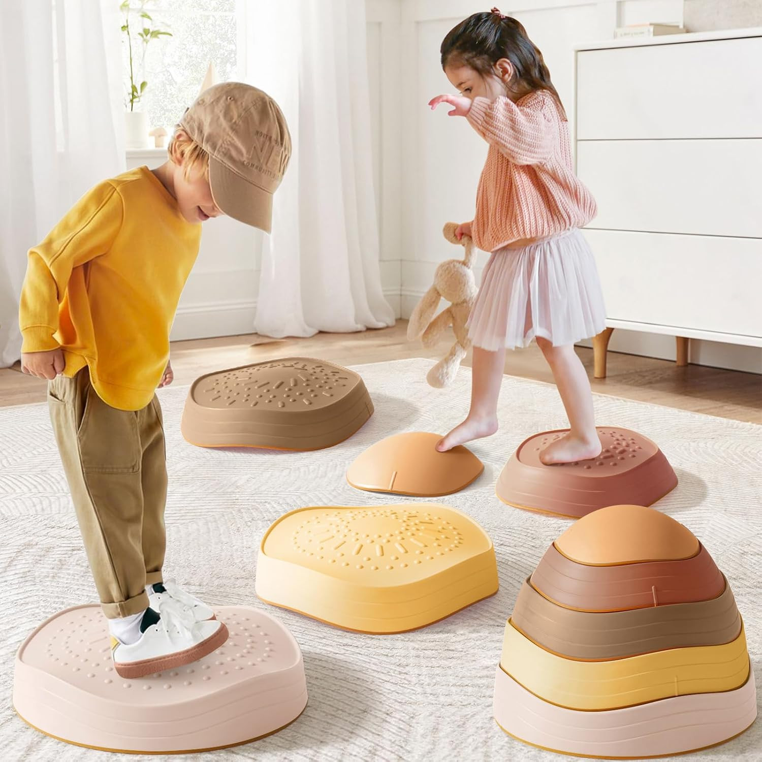 Tiny Land Stepping Stones for Kids, 5pcs Non-Slip Toddler Stepping Stones, Sensory Stepping Stone... | Amazon (US)