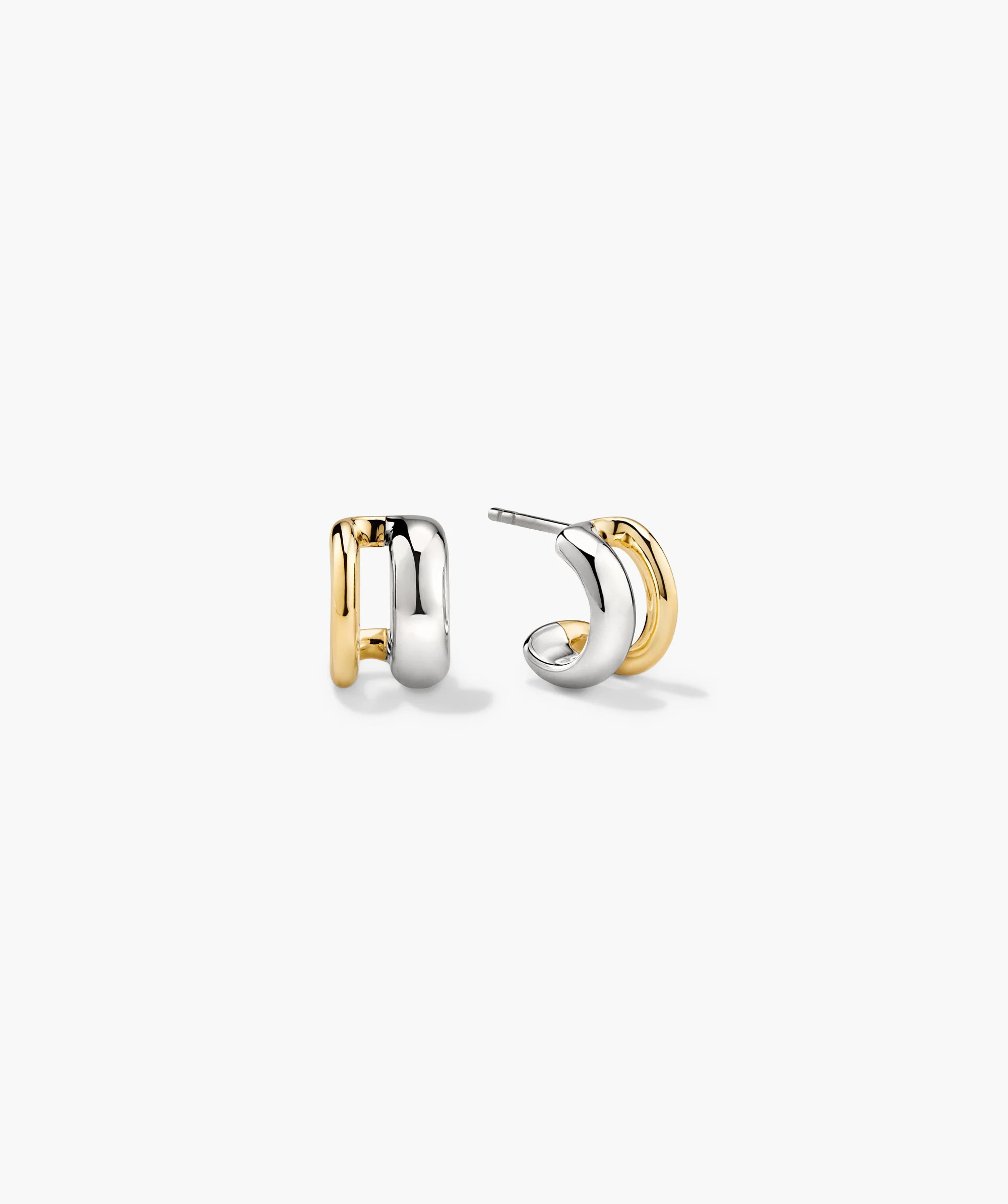 18k Gold Vermeil and Sterling Silver Duet Mixed Huggie Hoop Earrings - Jewelry | Mejuri | Mejuri Fine Crew