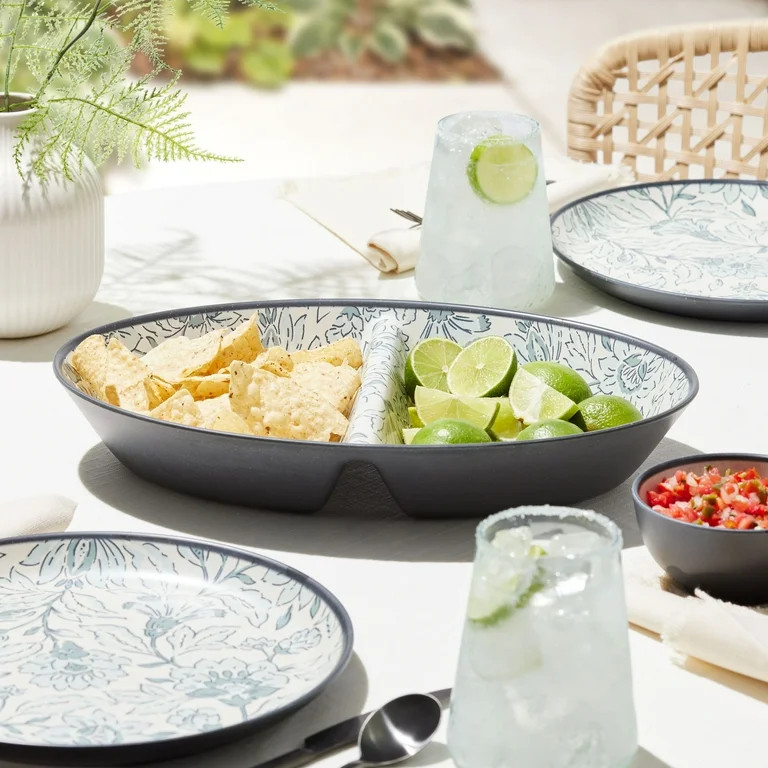 Better Homes & Gardens Bamboo Melamine Divided Serve Bowl, Floral | Walmart (US)