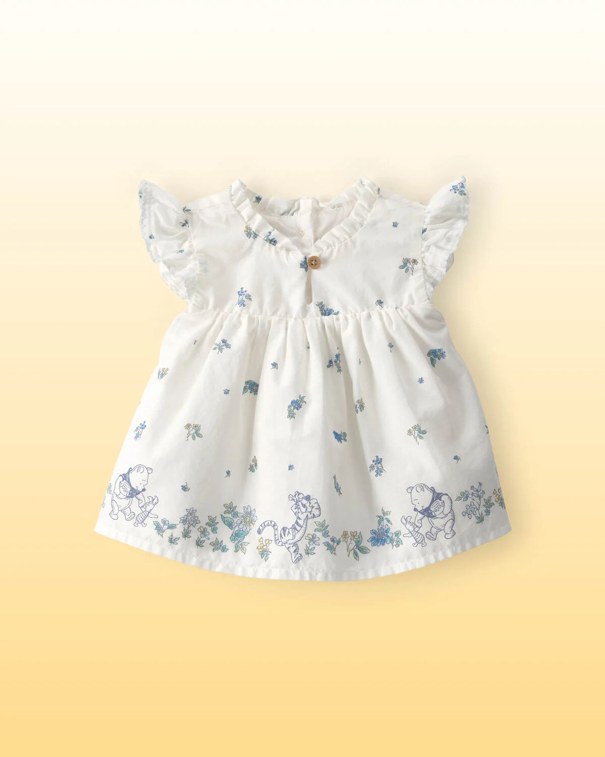 White - Baby Girl Disney© Winnie the Pooh Ruffle-Sleeve Floral Top - White, Selected | Carter's Inc