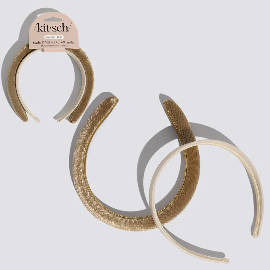 Cream & Camel Satin & Velvet Headbands | Kitsch