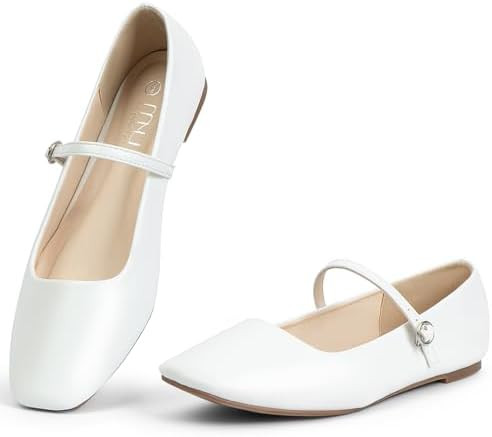 MUSSHOE Womens Ballet Mary Jane Flats Shoes Adjustable Strap Comfortable Square Closed Toe Versat... | Amazon (US)