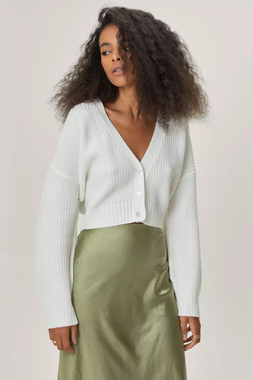 Petite Recycled Crop Knitted Cardigan | Nasty Gal (US)