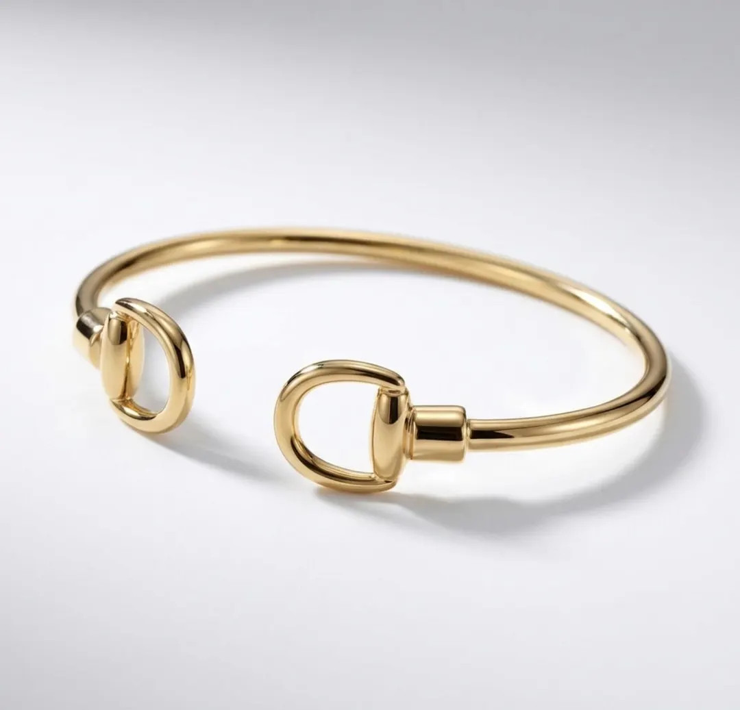 Equestrian Horsebit Cuff - 14k Gold Plated Stainless Steel Open Bangle - Tarnish Resistant Design... | Etsy (US)