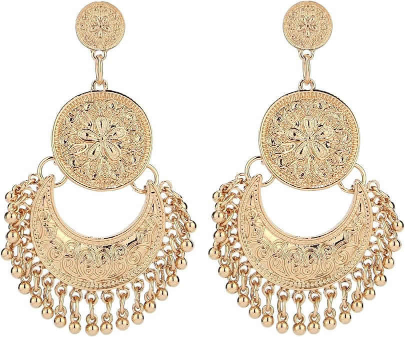 BaubleStar Vintage Antique Dangle Chandelier Earrings Beaded Tassel Earring for Women | Amazon (US)