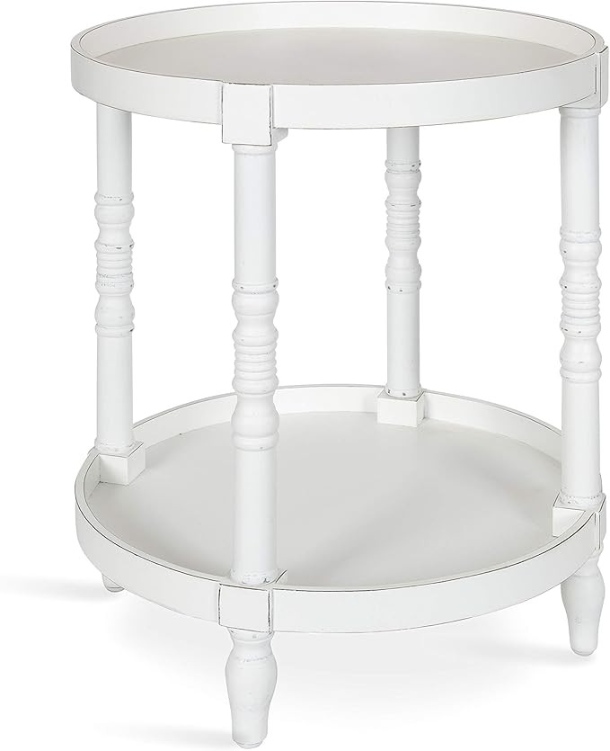 Kate and Laurel Bellport Coastal Round Wood Side Table, 20 x 20 x 24, White, Chic End Table Accen... | Amazon (US)