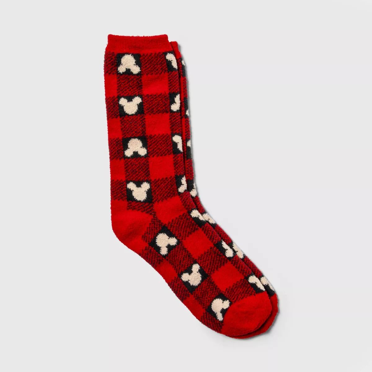Men's Disney 100 Mickey Mouse Matching Family Cozy Socks - Red 10-13 | Target