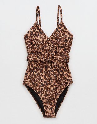 Aerie Leopard Wrap One Piece Swimsuit | Aerie