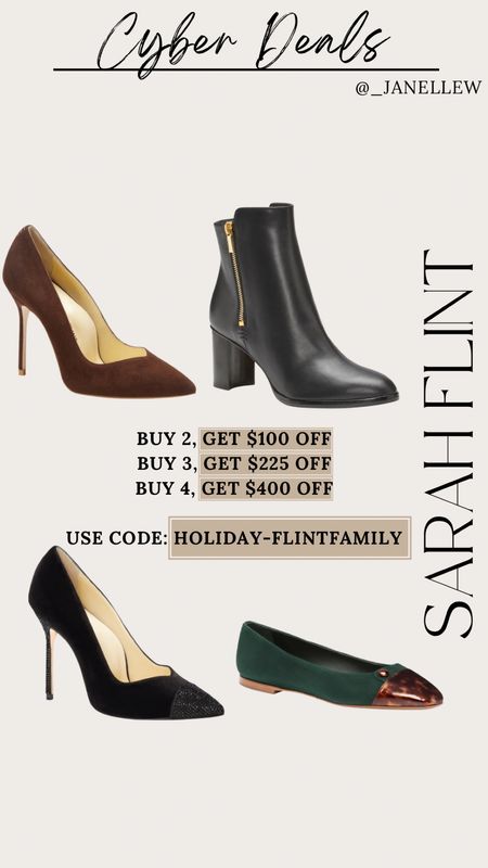 Cyber deals are still going strong at Sarah Flint. Use code: Holiday-FlintFamily

•Follow for more sales!!•

#sarahflint #luxury #heels #boots #sale 

#LTKshoecrush #LTKHoliday #LTKsalealert