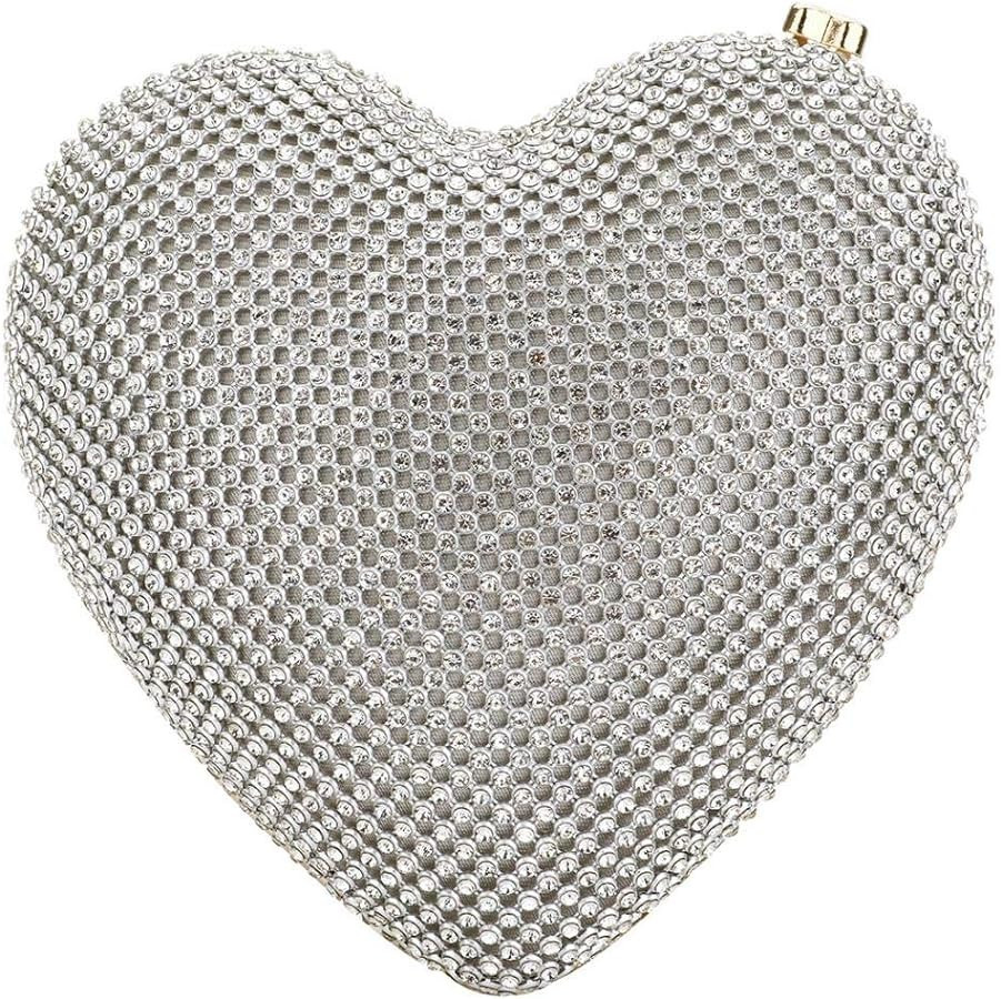 EROUGE Cute Heart Shape Clutch Purses Women Rhinestone Clutch Evening Bag | Amazon (US)