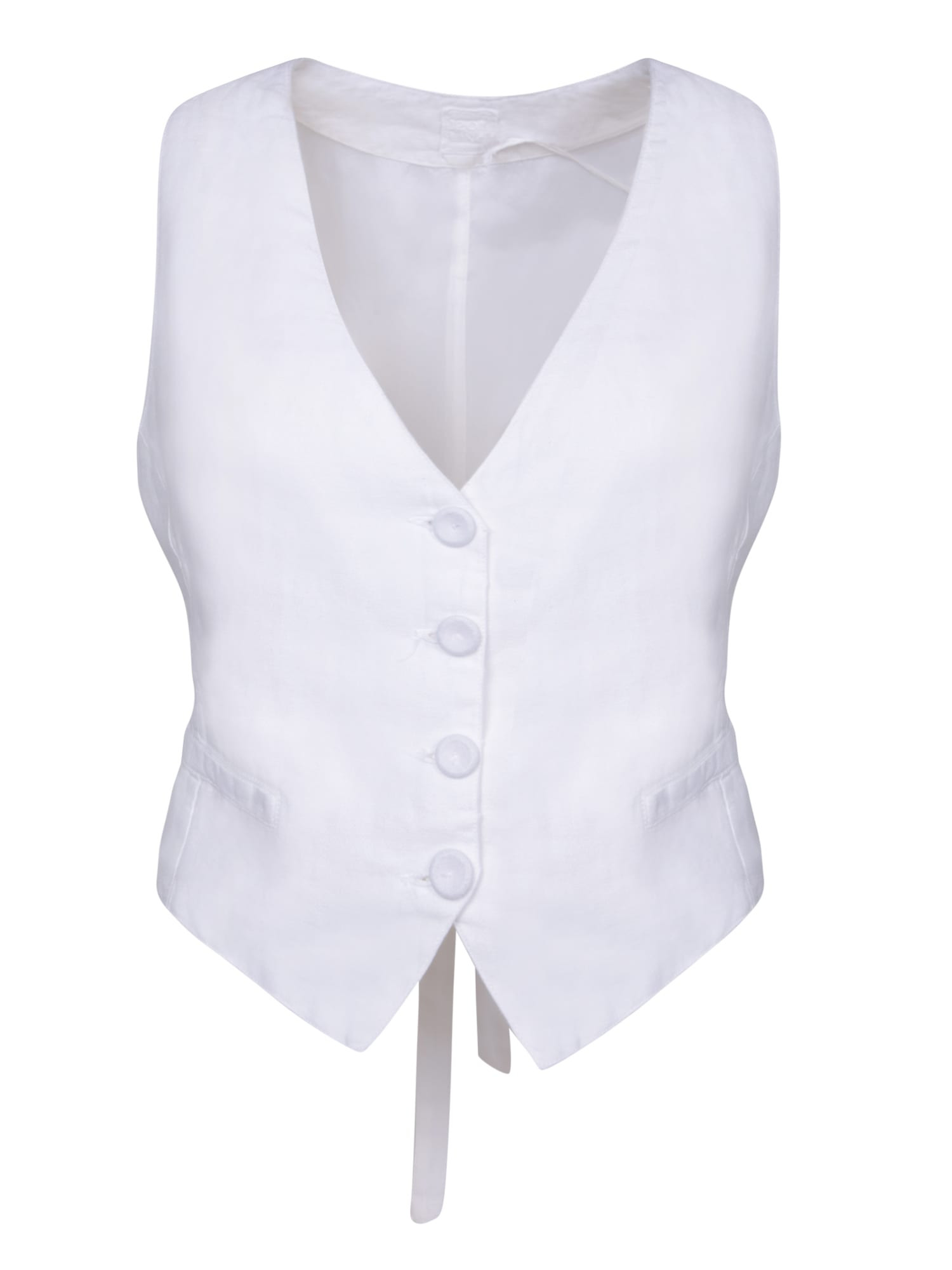 120% Lino White Linen Vest | Italist.com US