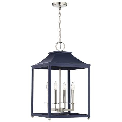 Savoy House Meridian 15.25" Wide Navy Blue with Polished Nickel Pendan - #297F9 | Lamps Plus | Lamps Plus