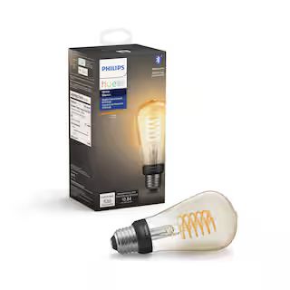 Philips Hue White ST19 LED 40W Equivalent Dimmable Wireless Edison Smart Light Bulb with Bluetoot... | The Home Depot