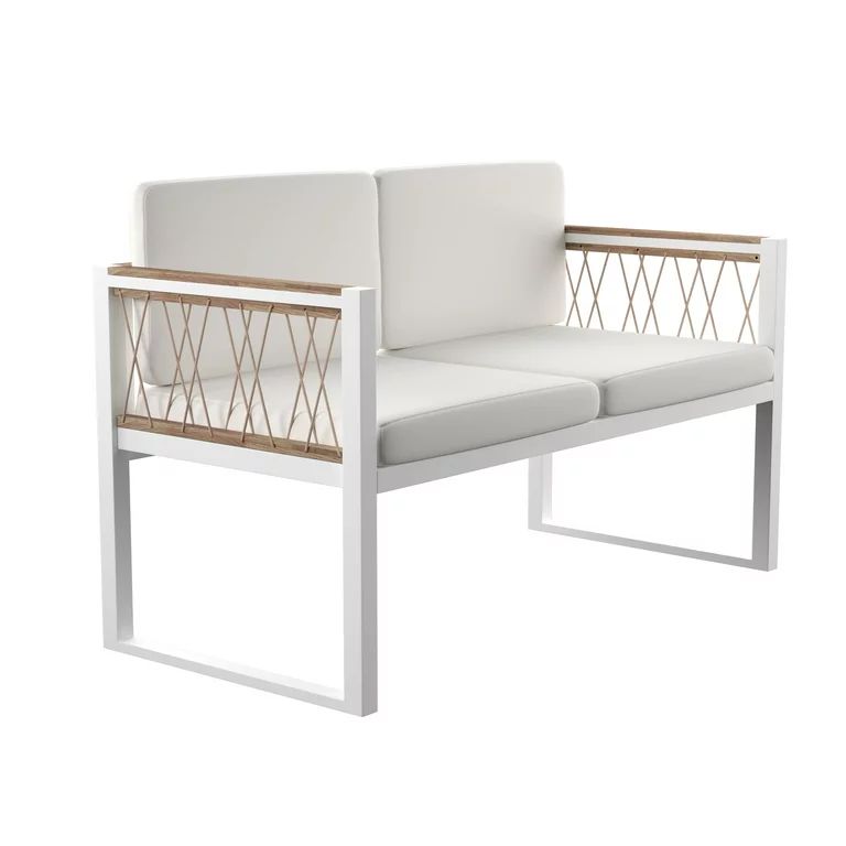 SEI Walmoli Cushioned Outdoor Contemporary style Loveseat/Settee in Natural and white finish - Wa... | Walmart (US)