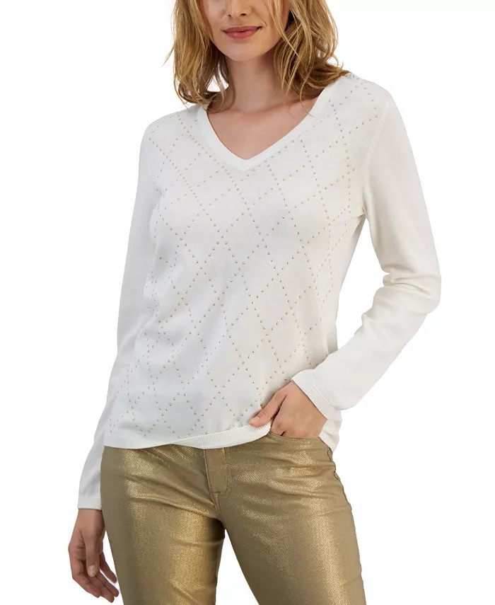 Tommy Hilfiger
          
        
  
      
          Women's Ivy Studded Argyle V-Neck Sweater,... | Macys (US)