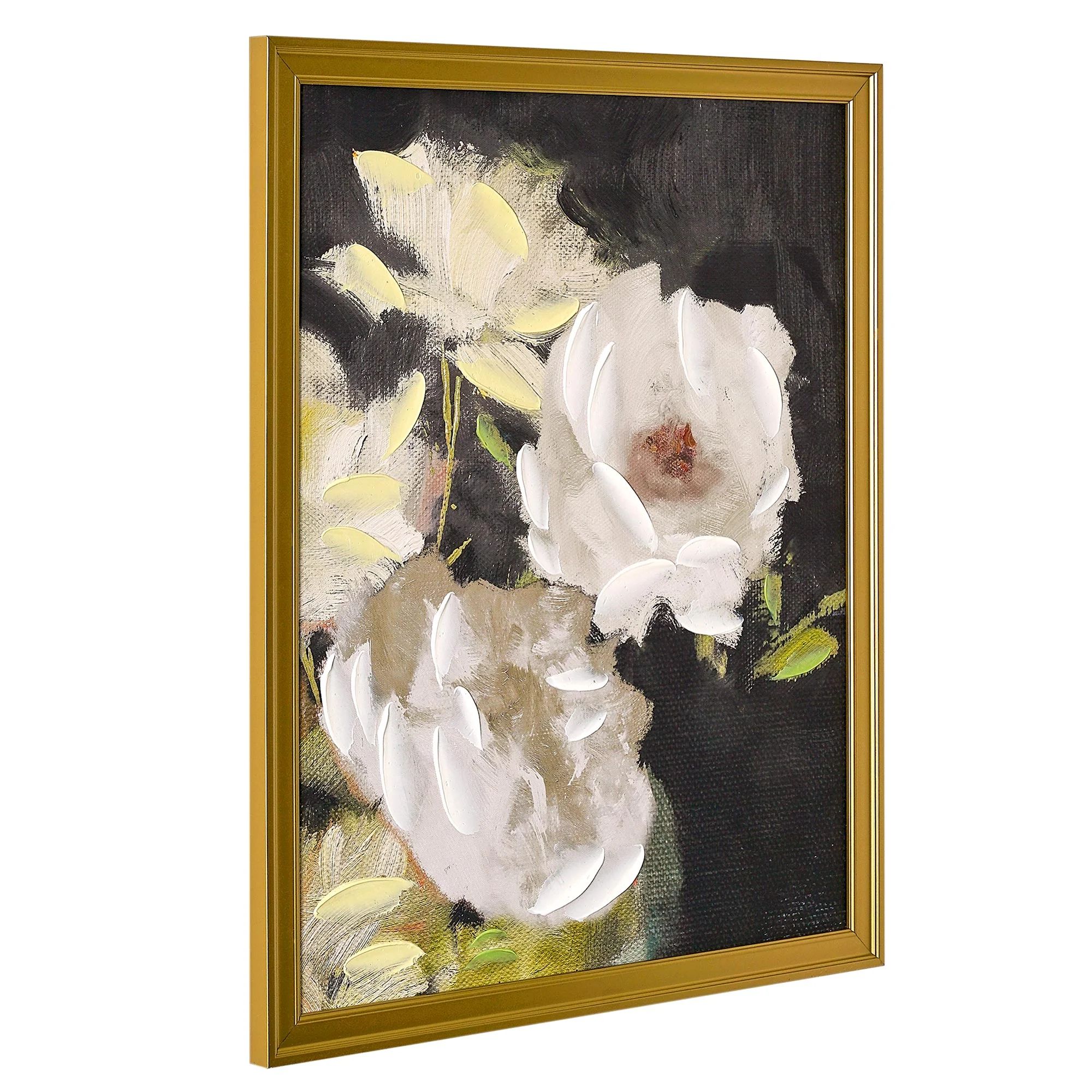 Beautiful Hand Painted Romantic White Florals Gold Wood Framed Canvas Wall Art by Drew Barrymore ... | Walmart (US)