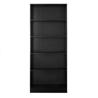 StyleWell 71 in. Black 5-Shelf Basic Bookcase with Adjustable Shelves HS202006-34BLK - The Home D... | The Home Depot