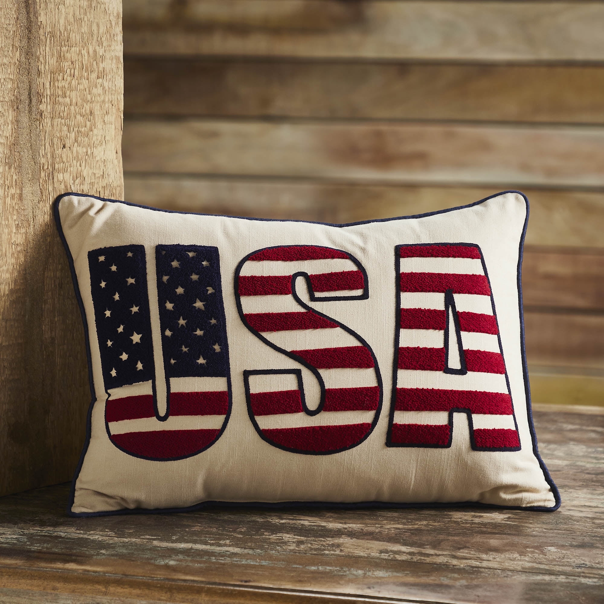 VHC Brands Patriotic USA Pillow 14x20, Independence Day Decor, Stars and Stripes Flag Design, Emb... | Walmart (US)