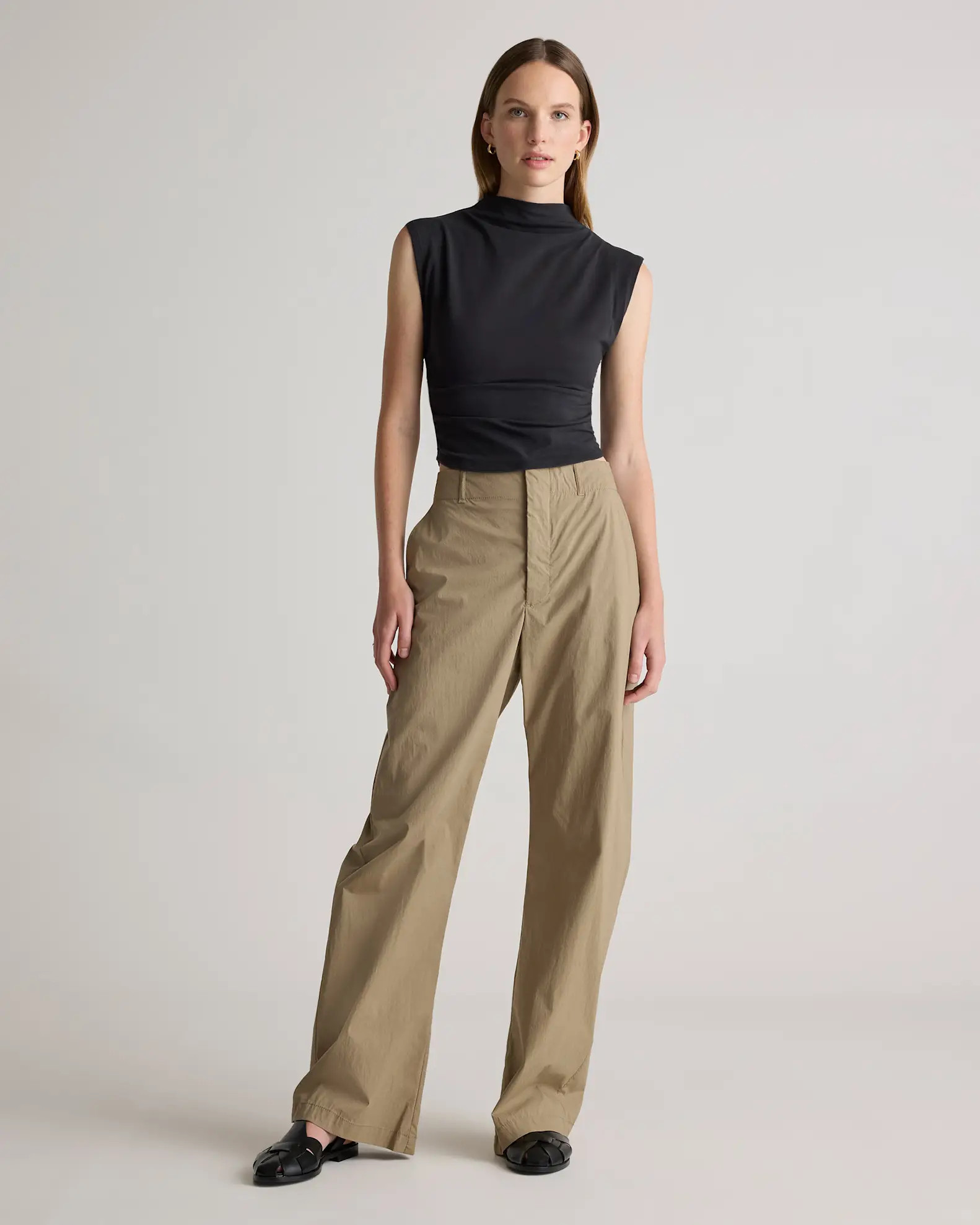 Stretch Cotton Jersey Sleeveless Mock Neck Top | Quince