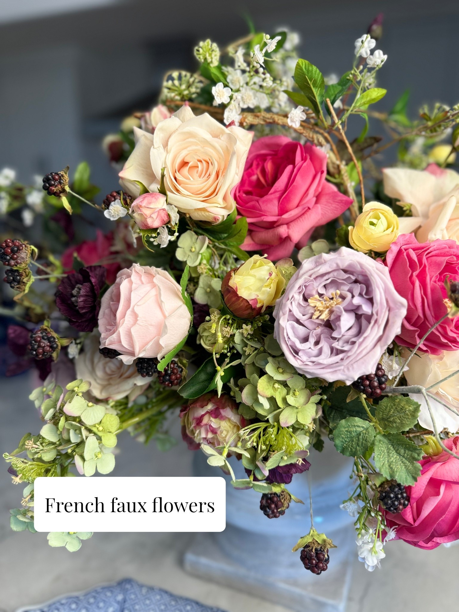 French themed faux flower centerpiece💕
Real touch cabbage roses, peonies, and hydrangeas. 
#ltkstyle

#LTKHome #LTKSeasonal