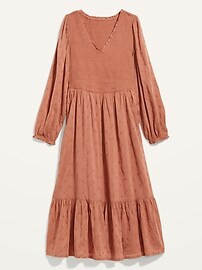 Long-Sleeve Fit & Flare Smocked Clip-Dot Midi Dress for Women | Old Navy (US)