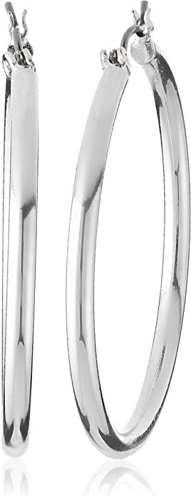 NINE WEST Women's Classics Silvertone Large Hoop Earrings | Amazon (US)