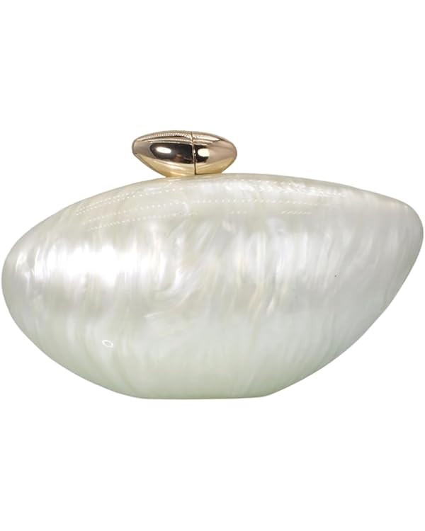 Shell Shape Acrylic Clutch Trendy Metallic Acrylic Evening Bag Shiny Egg Purses and Handbags for ... | Amazon (US)