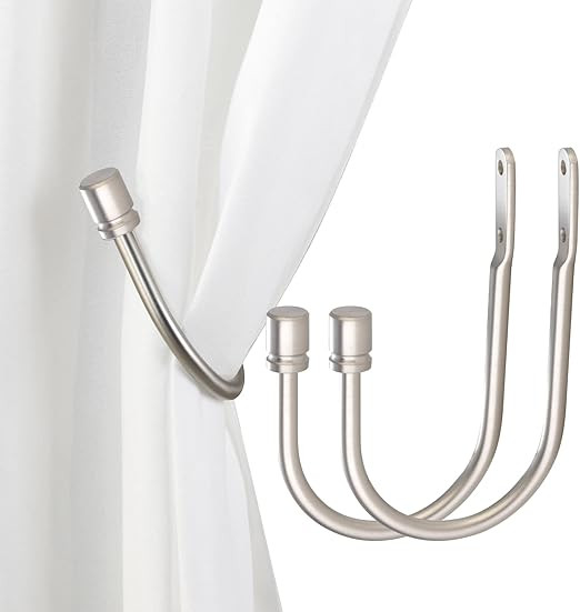 Arnorx 2 PCS Curtain Holdbacks, Metal Decorative Curtain Tiebacks with End Cap Finials, Wall Moun... | Amazon (US)