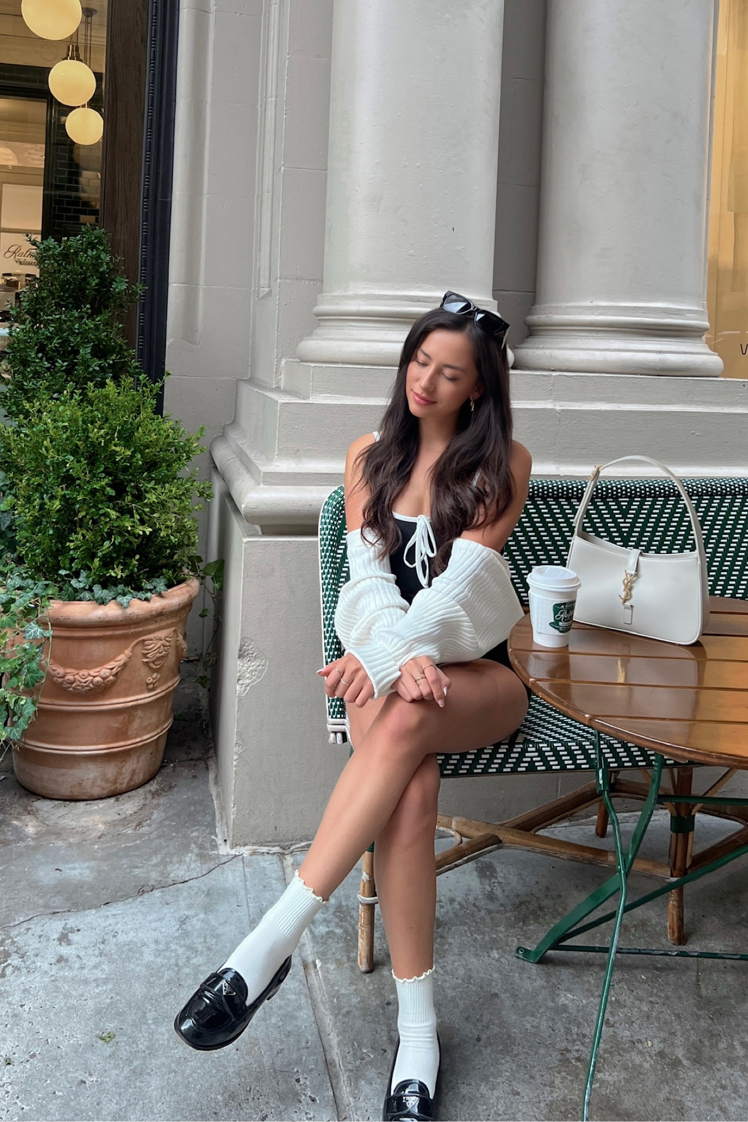 but first. coffee. ☕️🫶🏻

this black and white ensemble is the perfect blend of cute, chic and comfy. mixing this top and skirt with a snuggly white sweater is my go to fall fit

#LTKSeasonal #LTKstyletip