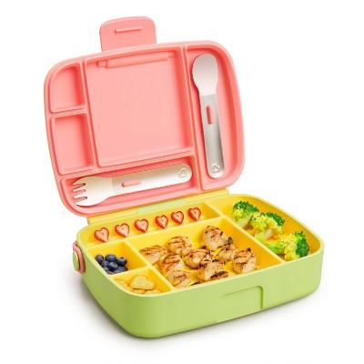 Munchkin Bento Toddler Lunch Box - Yellow: BPA-Free, Solid Pattern, Includes Fork and Spoon | Target