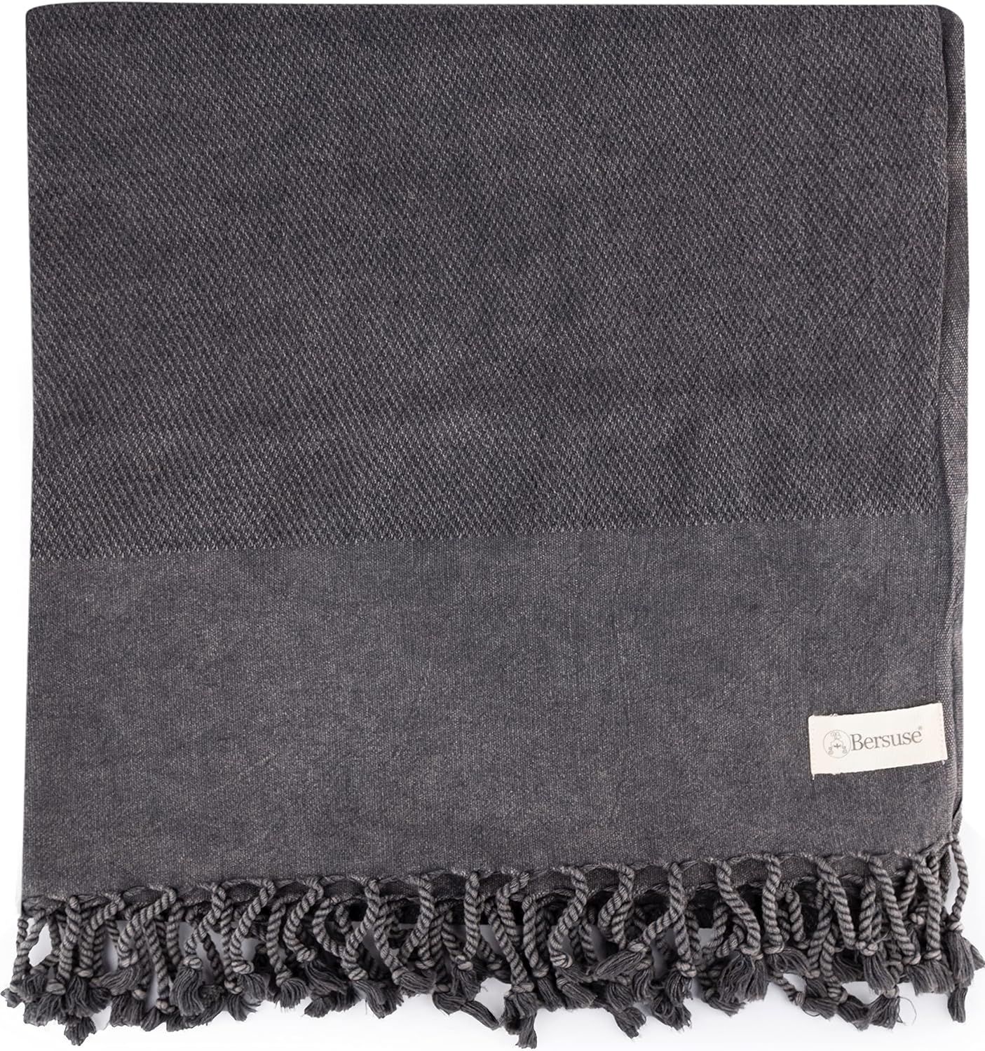 Bersuse 100% Cotton Zuma Stonewashed Turkish Towel - 33x66 Inches, Black | Amazon (US)